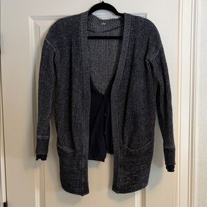 Lululemon 6 8 Women's Navy Cardigan Sweater two layer
